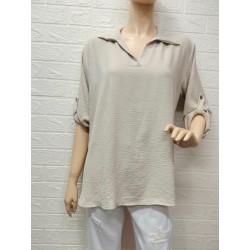 Blusa cuello pico con...