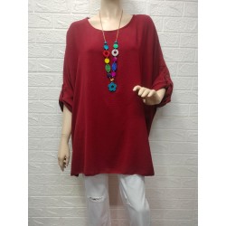 Blusa lisa con collar y...