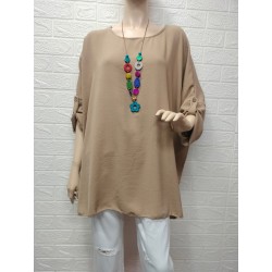 Blusa lisa con collar y...