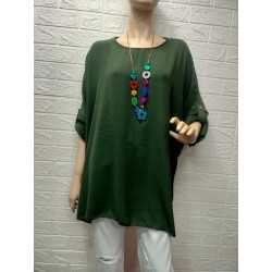 Blusa lisa con collar y...