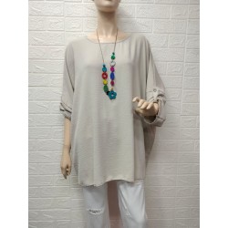 Blusa lisa con collar y...