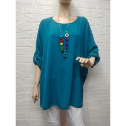 Blusa lisa con collar y...