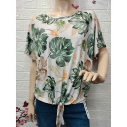 Blusa Top bajo con nudo,...