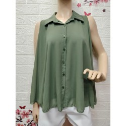 Blusa camisa sin mangas con...