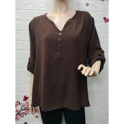 Blusa cuello en V con...