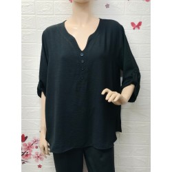 Blusa cuello en V con...