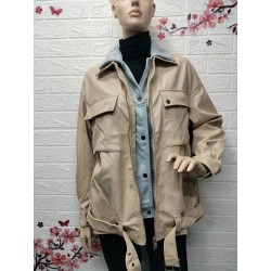 Chaqueta de polipiel corte...