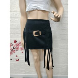 Minifalda con flecos y un...