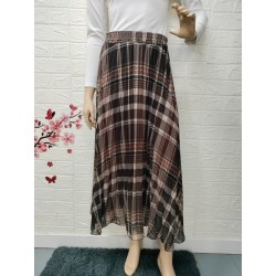 Falda larga plisada y...