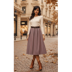 Falda larga  con tablas y...