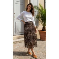 Falda larga plisada con...