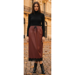 Falda midi de polipiel,con...