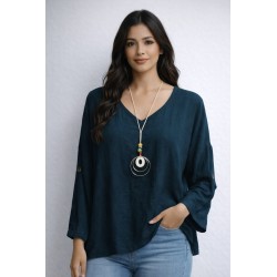 Blusa fluida de cuello en V...