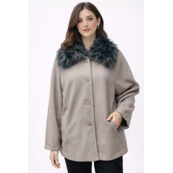 Abrigo de paño bicolor con...