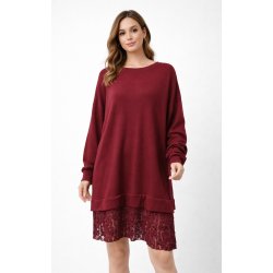 Vestido Midi con Encaje de...